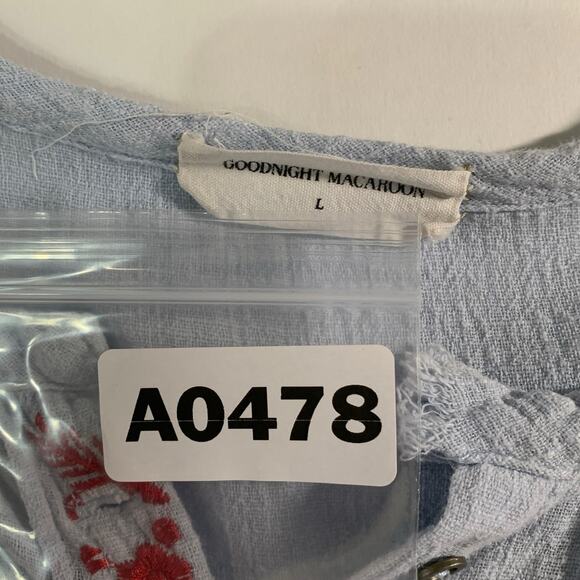 Goodnight Macaroon L Baby Blue Tiered Ruffle Mini Dress Embroidery *flaw - Picture 4 of 9